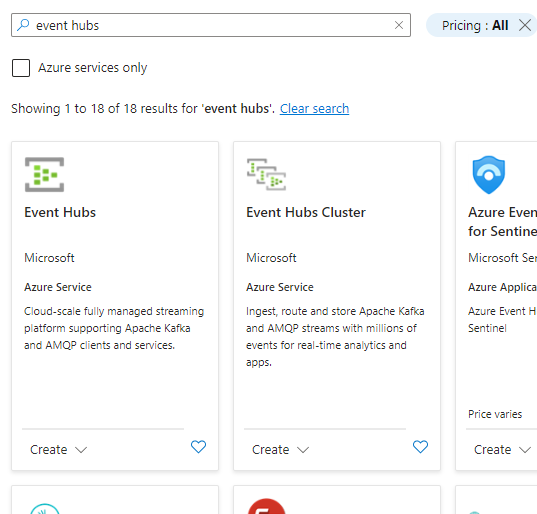 Event Hub service in Azure