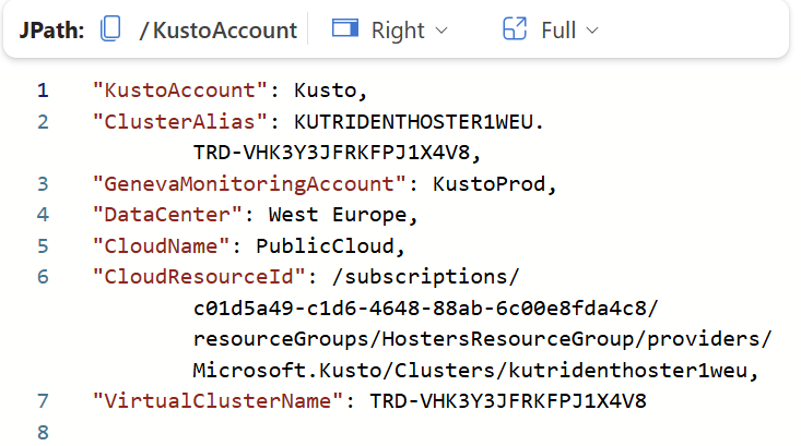 Results from .show cluster monitoring