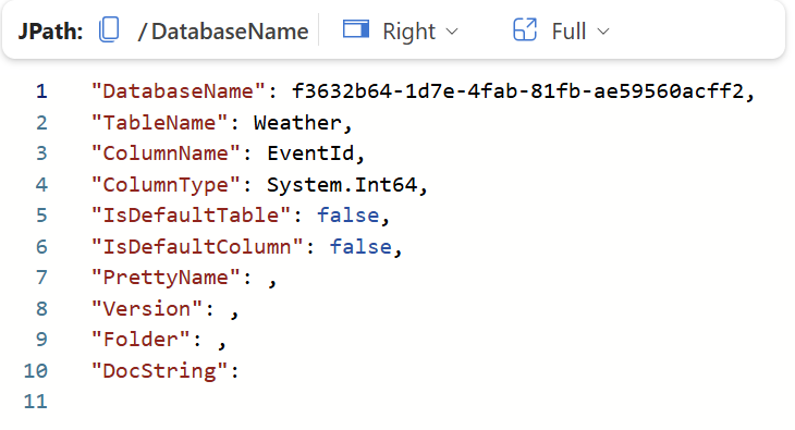 Results from .show cluster schema
