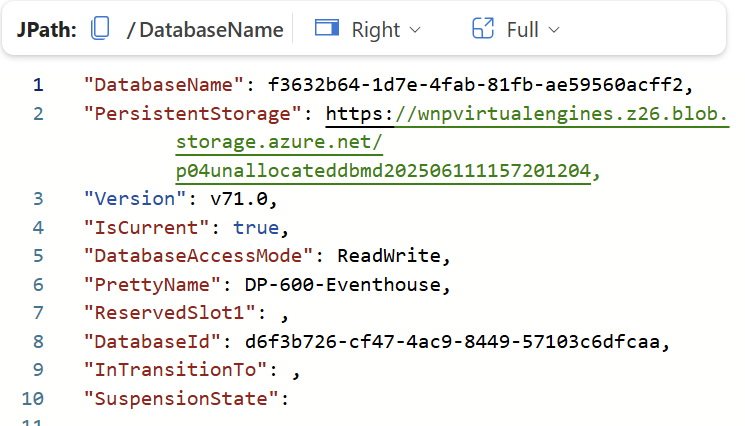 Results from .show databases