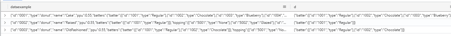 json parsed results